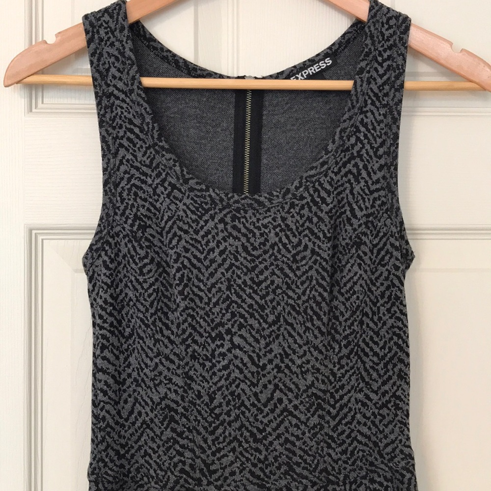 NWOT Express Gray & Black Fit & Flare Dress